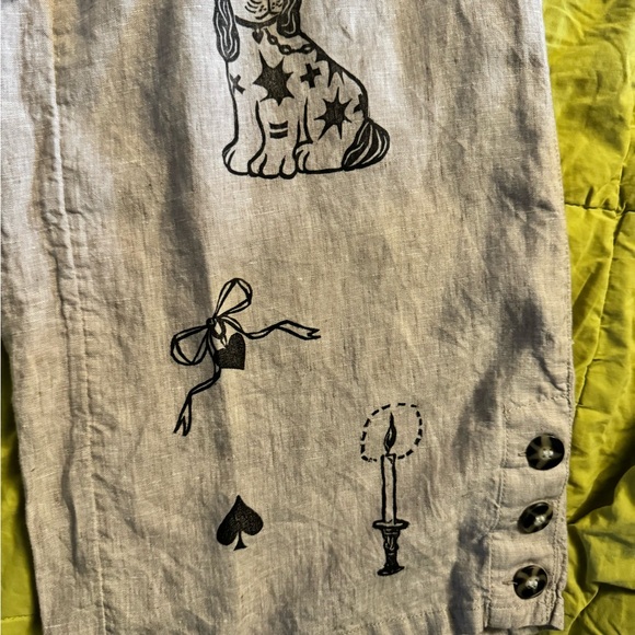 Block printed pre-owned Sigrid Olsen 100% linen pants - Picture 6 of 7